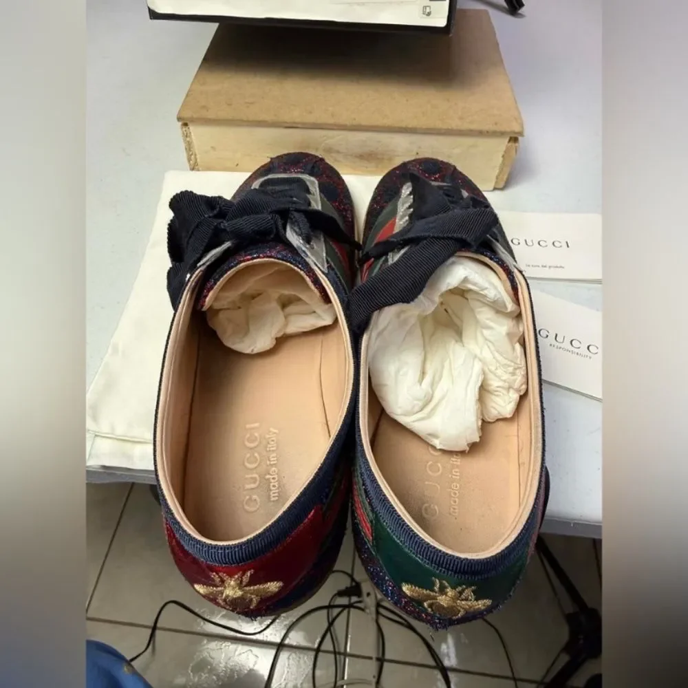 GUCCI Falacer Lurex Low-Top Sneakers Sz 8.5
